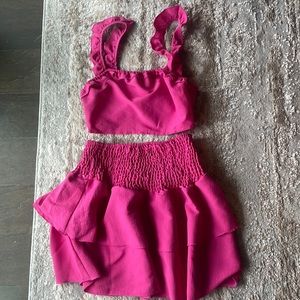 Brand new, never worn two piece hot pink skirt set!